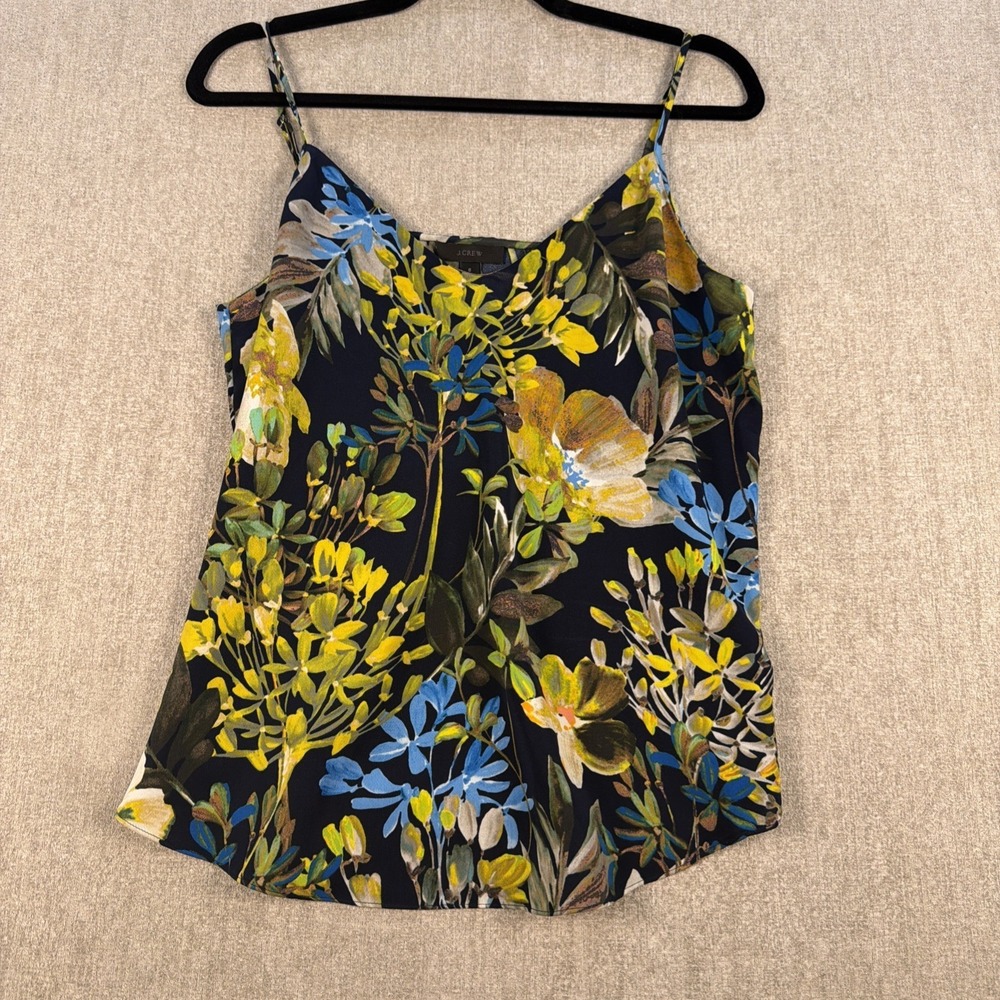 J.Crew Shirt Womens 6‎ Blue Yellow Green Floral Flowy Crop Top